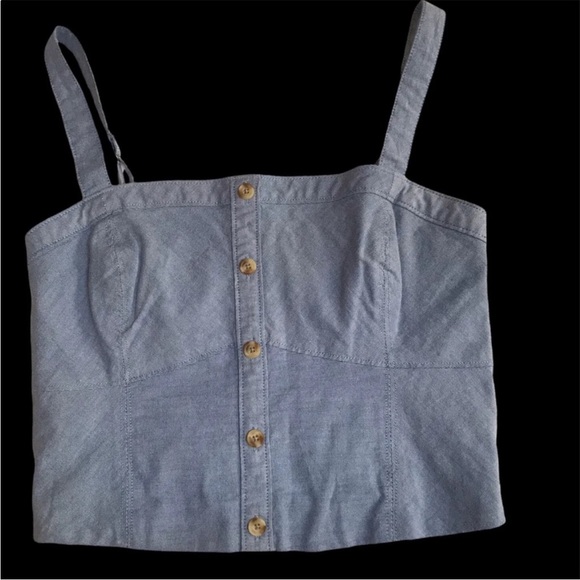 WORN ONCE blue chambray Abercrombie corset top - Picture 2 of 3